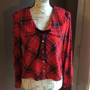 Old Navy Crepe Buffalo Check Button Down Top